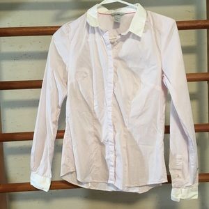 Pale pink and white button up shirt